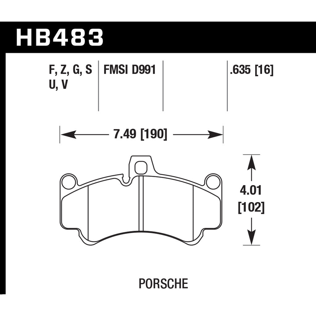 HAWK HB483D.635 Rear Brake Pads ER-1 Endurance Racing for PORSCHE Carrera GT Base 5.7L 2004-2005 Photo-2 