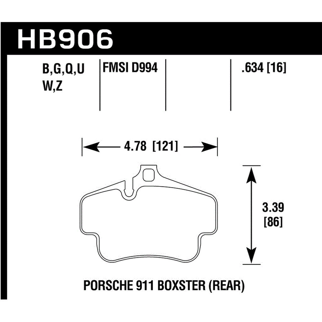 HAWK HB906D.634 Front Brake Pads ER-1 Endurance Racing for PORSCHE 911 3.6L 2001-2002 Photo-2 