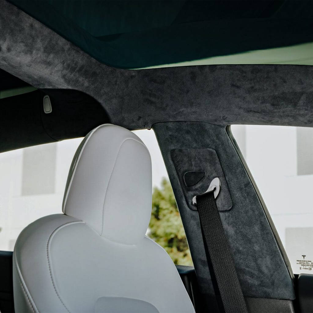 UNPLUGGED PERFORMANCE UP-M3-331-1.1 Alcantara Headliner Upgrade Kit, Charcoal Black for TESLA Model 3 2018-2020 Photo-14 