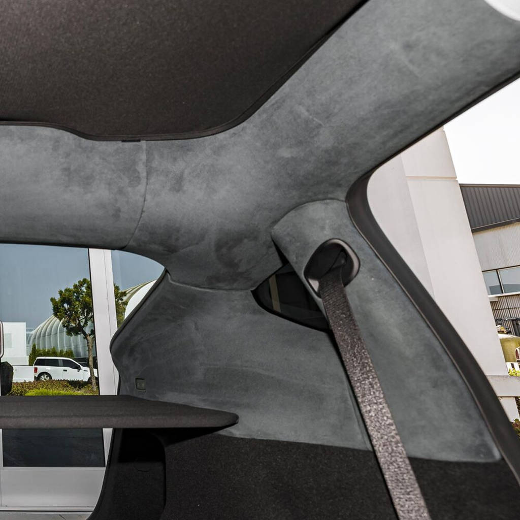 UNPLUGGED PERFORMANCE UP-M3-331-3.1 Alcantara Headliner Upgrade Kit, Charcoal Black for TESLA Model 3 2021 Photo-10 