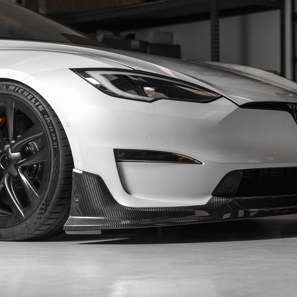 UNPLUGGED PERFORMANCE UP-MS2-365-7.1 Aero Pad Pair 8mm for Front Diffuser Autobahn, Gloss Carbon for TESLA Model S2 2021 Photo-3 
