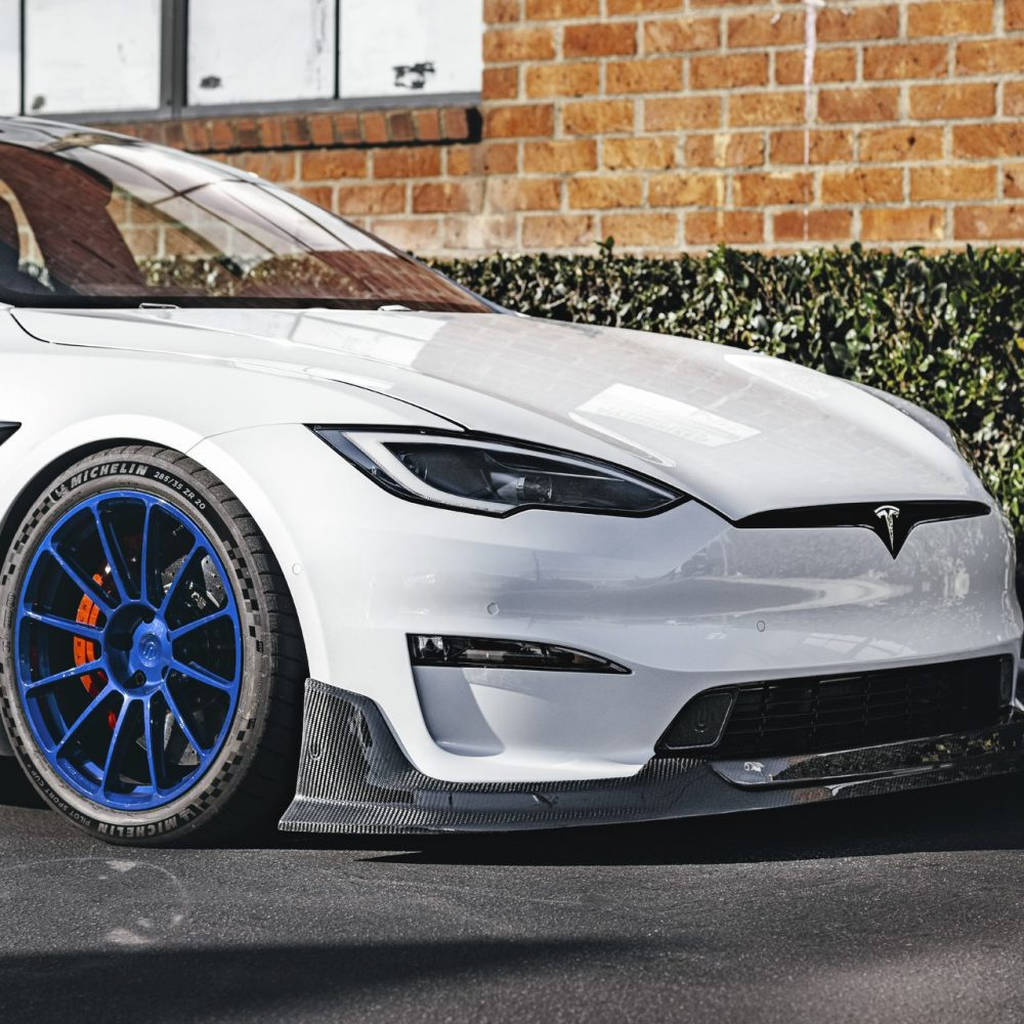 UNPLUGGED PERFORMANCE UP-MS2-365-10.1 Aero Pad Pair 16mm for Front Diffuser Autobahn, Gloss Carbon for TESLA Model S2 2021 Photo-7 