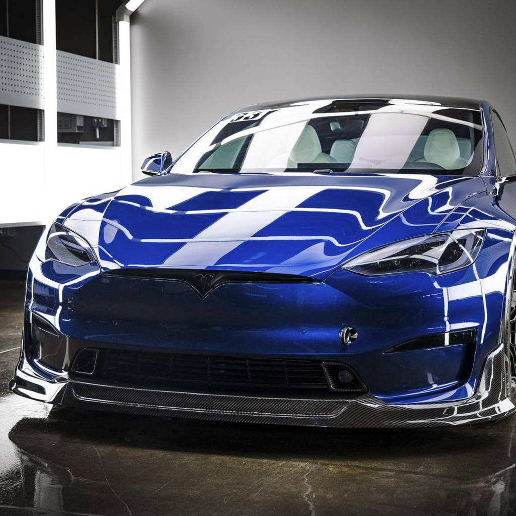 UNPLUGGED PERFORMANCE UP-MS2-365-10.1 Aero Pad Pair 16mm for Front Diffuser Autobahn, Gloss Carbon for TESLA Model S2 2021 Photo-9 