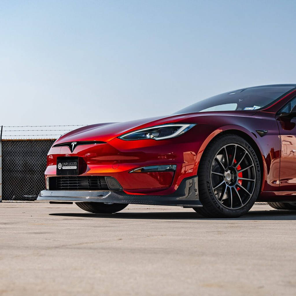 UNPLUGGED PERFORMANCE UP-MS2-365-10.1 Aero Pad Pair 16mm for Front Diffuser Autobahn, Gloss Carbon for TESLA Model S2 2021 Photo-12 