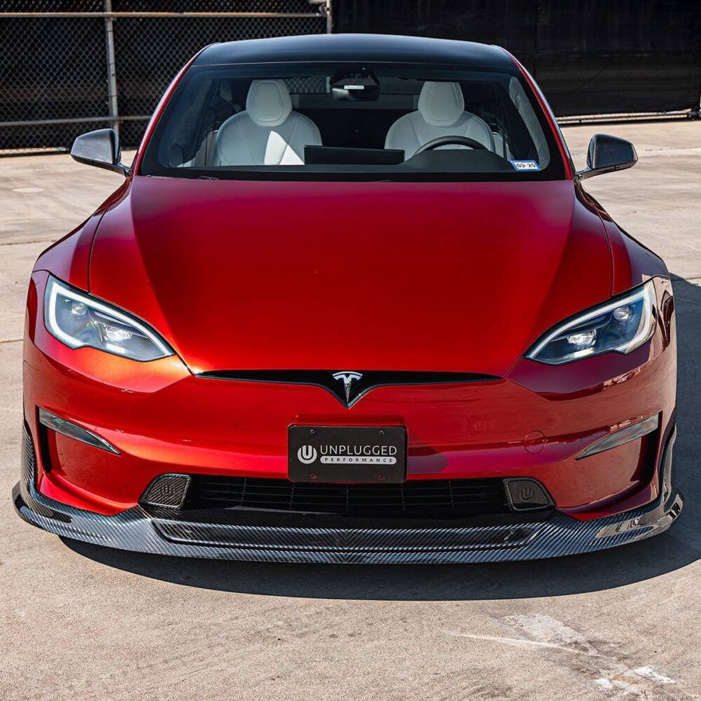 UNPLUGGED PERFORMANCE UP-MS2-365-10.1 Aero Pad Pair 16mm for Front Diffuser Autobahn, Gloss Carbon for TESLA Model S2 2021 Photo-13 