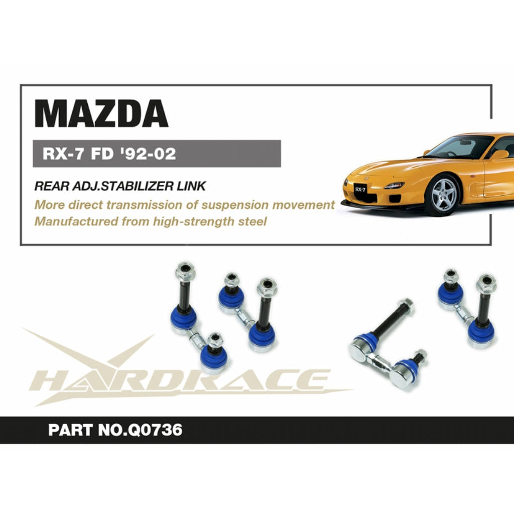 HARDRACE Q0736 Rear ADJ. Stabilizer LINK - 2PCS / SET for MAZDA RX-7 '92-02 FD Photo-1 