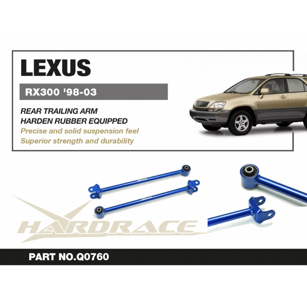 HARDRACE Q0760 Rear Trailing Arm (Harden Rubber) - 2PCS / SET for LEXUS RX300 '98-03 Photo-1 