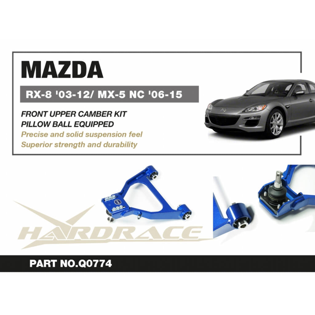 HARDRACE Q0774 Front Upper Camber Kit (Pillow Ball) - 2PCS / SET for MAZDA RX-8 '03-12 / MX-5 '06-15 Photo-1 