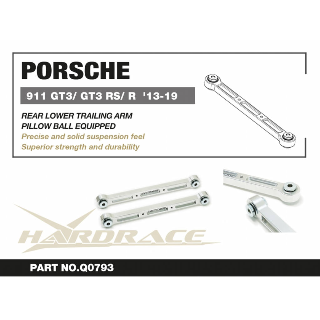 HARDRACE Q0793 Rear Lower Trailing Arm (Pillow Ball) - 2PCS / SET for PORSCHE 911 991 GT3 / GT3 RS / GT2 RS / R / SPEEDSTER Photo-1 