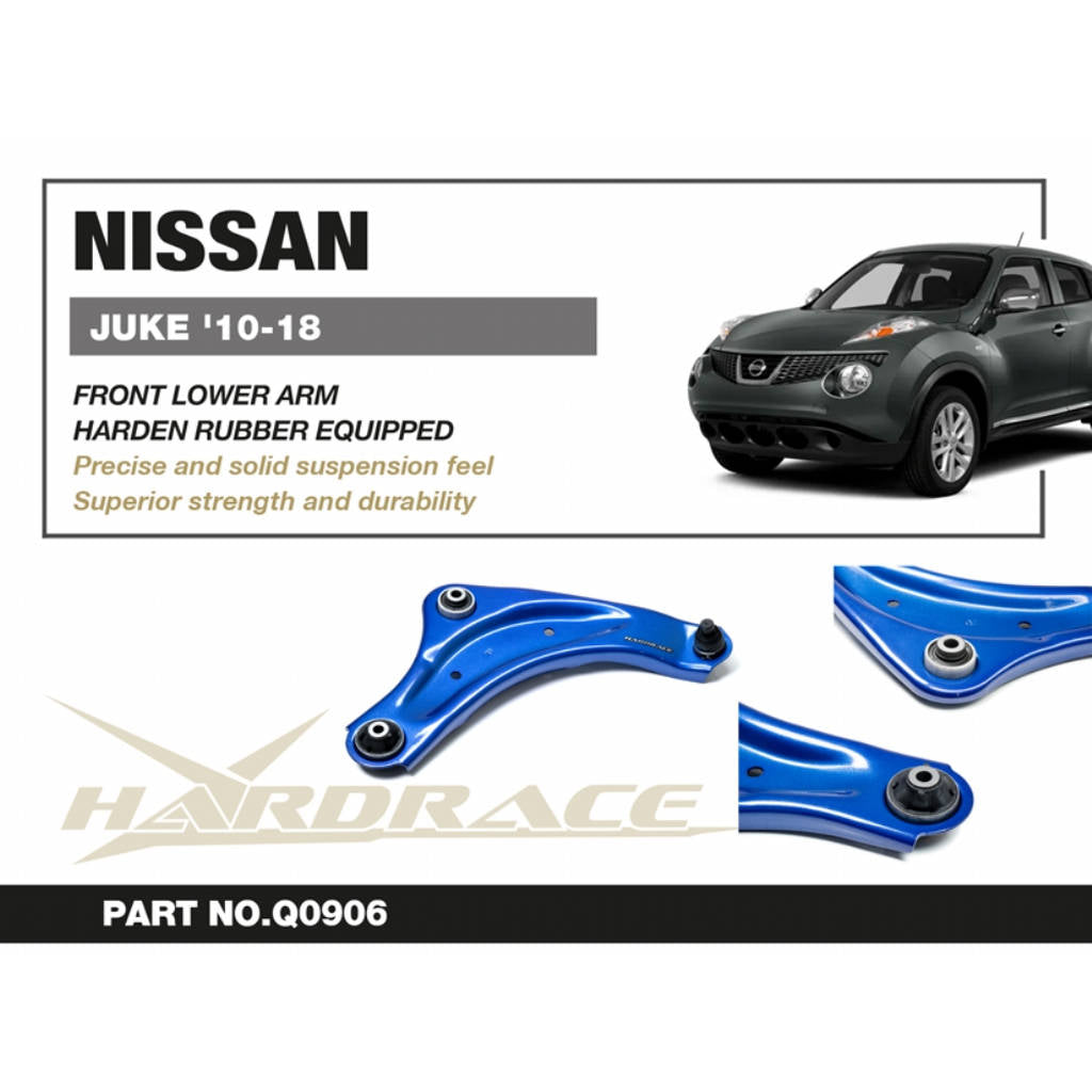 HARDRACE Q0906 Front Lower Arm (Harden Rubber) - 2PCS / SET for NISSAN JUKE '10-18 Photo-1 