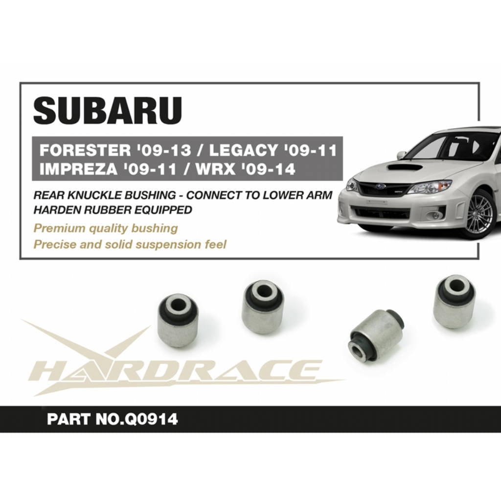 HARDRACE Q0914 Rear Knuckle Bushing - CONNECT TO Lower Arm (Harden Rubber) - 2PCS / SET for SUBARU FORESTER '09-13 / LEGACY '09-11 / IMPREZA '09-11 / WRX '09-14 Photo-1 