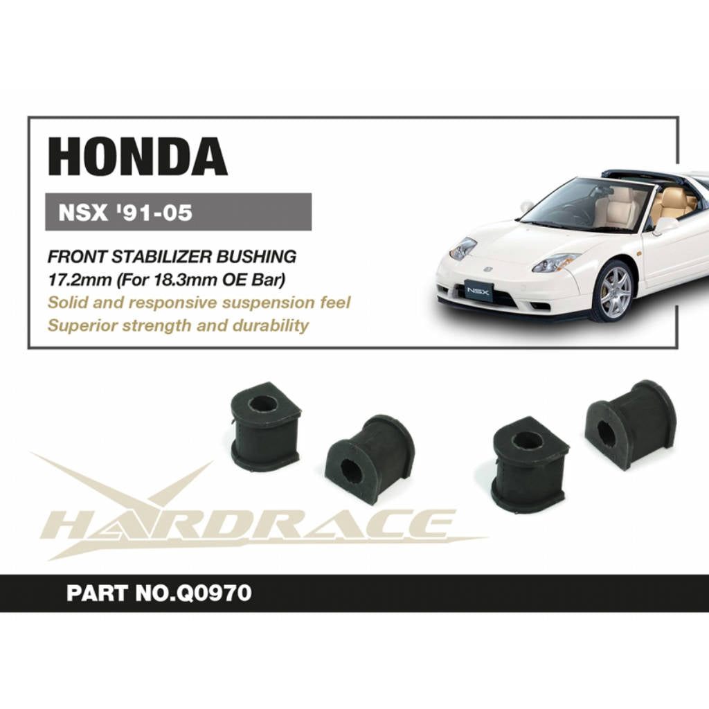 HARDRACE Q0970 Front Stabilizer BUSH, 17.2mm (FOR 18.3mm OE BAR) 2PCS / SET for NSX '91-05 / NSX TYPE-S '97-05 Photo-1 
