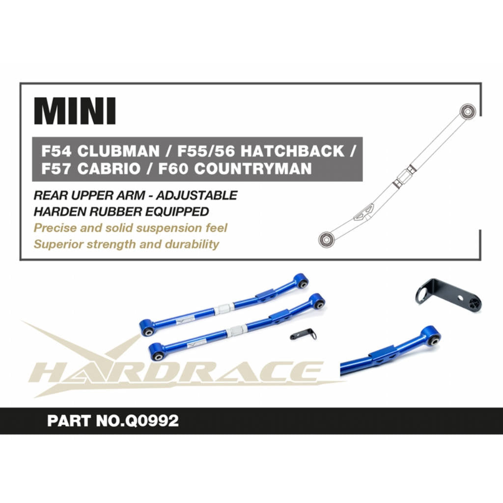 HARDRACE Q0992 Rear Upper Arm (Harden Rubber) - 3PCS / SET for MINI F54 / 55 / 56 / 57 / 60 / BMW F39 / 40 / 44 / 45 / 46 / 48 Photo-1 