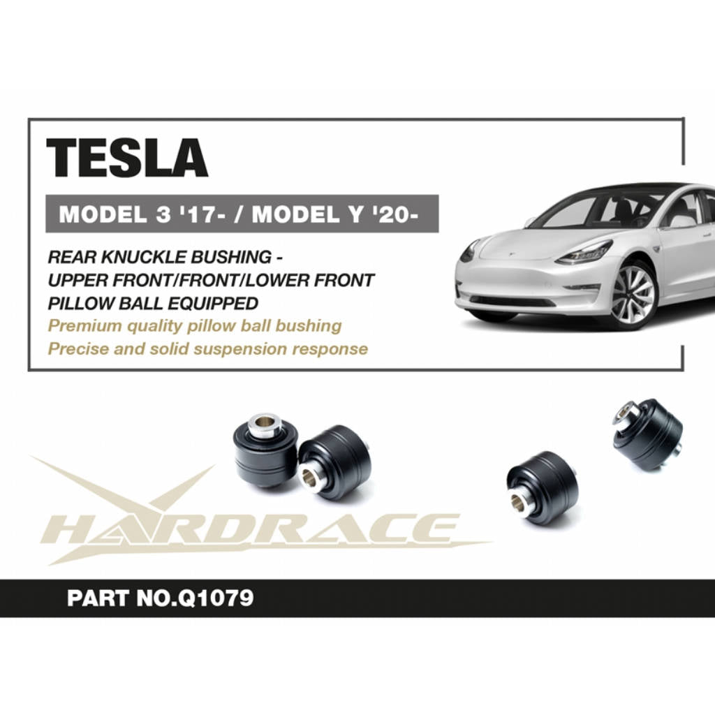 HARDRACE Q1079 Rear Knuckle Bushing - Upper Front / Front / LowerFront (Pillow Ball) - 2PCS / SET for TESLA MODEL 3 '17- / MODEL Y '20- Photo-1 