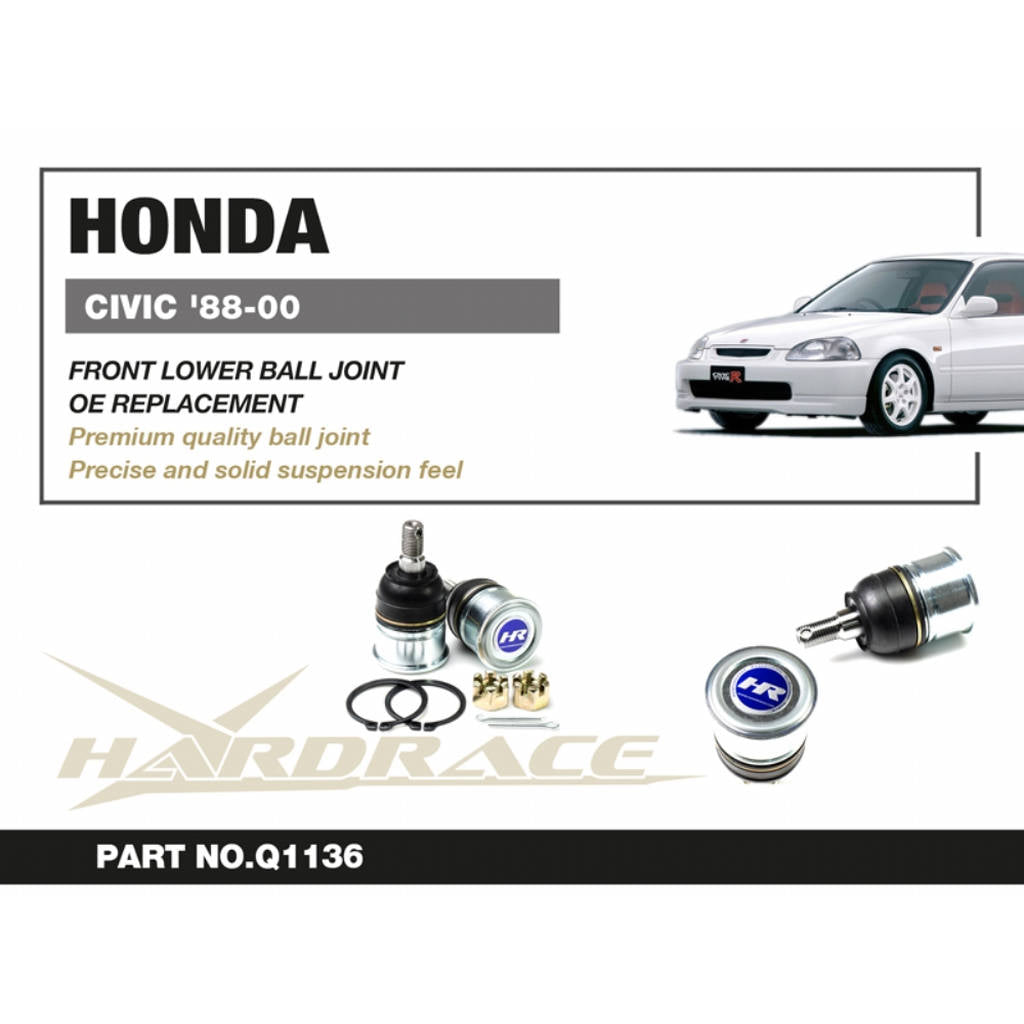 HARDRACE Q1136 Front Lower Ball Joint (OE Replacement) - 2PCS / SET for HONDA CIVIC '88-00 / CR-X'88-91 / INTEGRA '90-01 / CR-V '97-01 Photo-1 