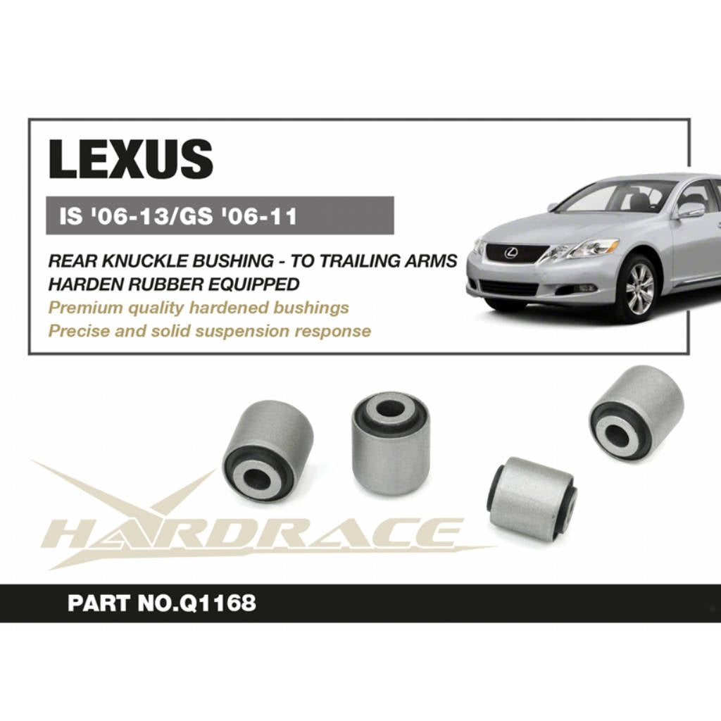 HARDRACE Q1168 Rear Knuckle Bushing - TO Trailing ARMS (Harden Rubber) - 2PCS / SET for LEXUS IS '06-13 / GS '06-11 Photo-1 