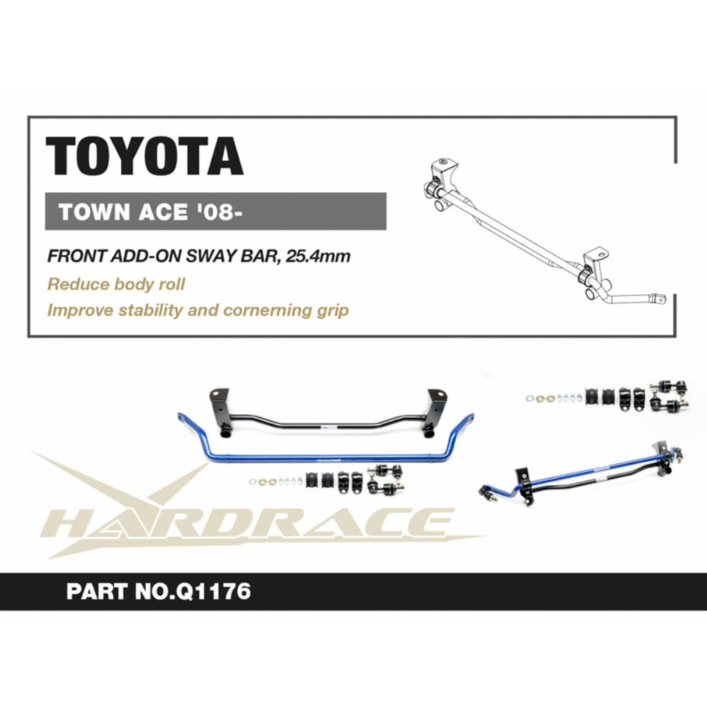 HARDRACE Q1176 Front ADD-ON Sway Bar, 25.4mm - 8PCS / SET for TOYOTA TOWNACE / LITEACE '08- Photo-1 