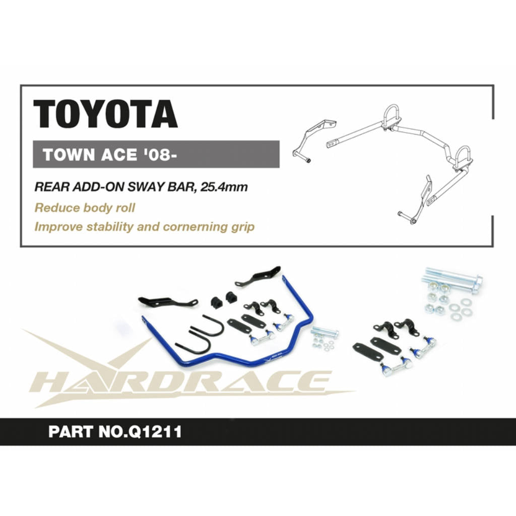 HARDRACE Q1211 Rear ADD-ON Sway Bar, 25.4 mm - 11 PCS / SET for TOYOTA TOWNACE / LITEACE '08- Photo-1 