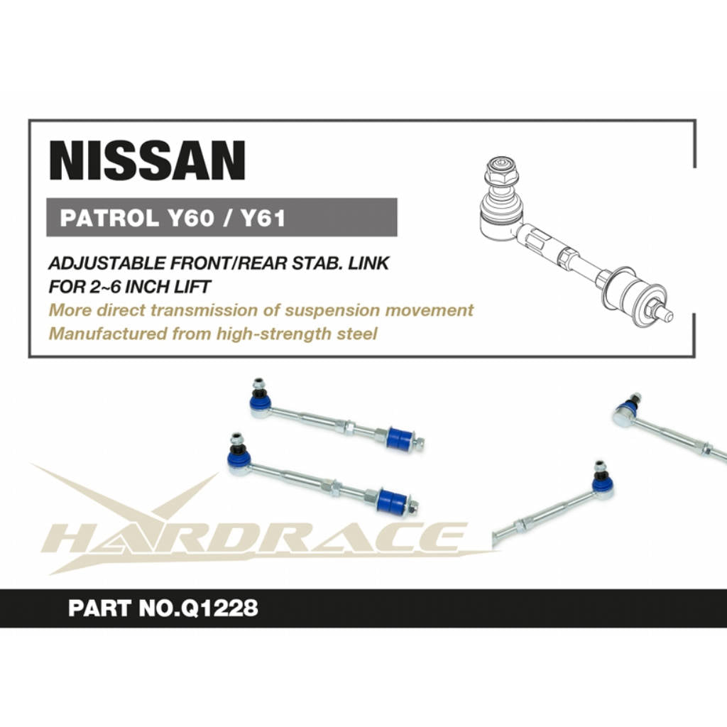 HARDRACE Q1228 Adjustable Front / Rear STAB. LINK LIFT 2-6 INCHES - 2PCS / SET for NISSAN PATROL '87-97 Y60 / '97-16 Y61 Photo-1 