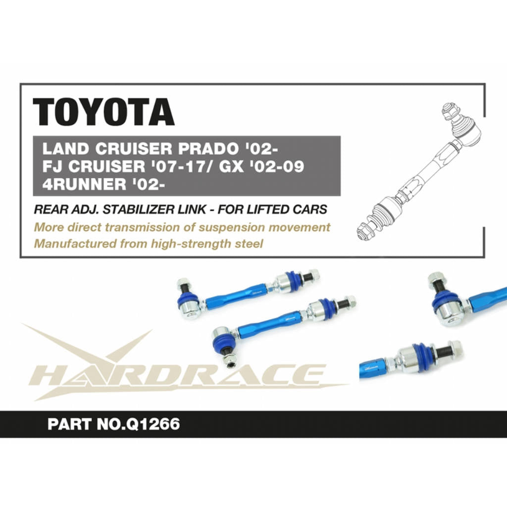 HARDRACE Q1266 Rear ADJ. Stabilizer LINK - 2PCS / SET Ball Joint TYPE for TOYOTA 4RUNNER '02- / LAND CRUISER PRADO '02- FJ CRUISER '07-17 / LEXUS GX '02-09 Photo-1 