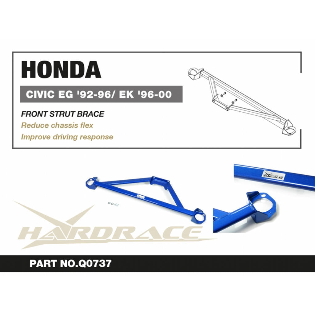 HARDRACE Q0737 Front STRUT Brace - 1PCS / SET for HONDA CIVIC EG '92-96 / EK '96-00 Photo-1 