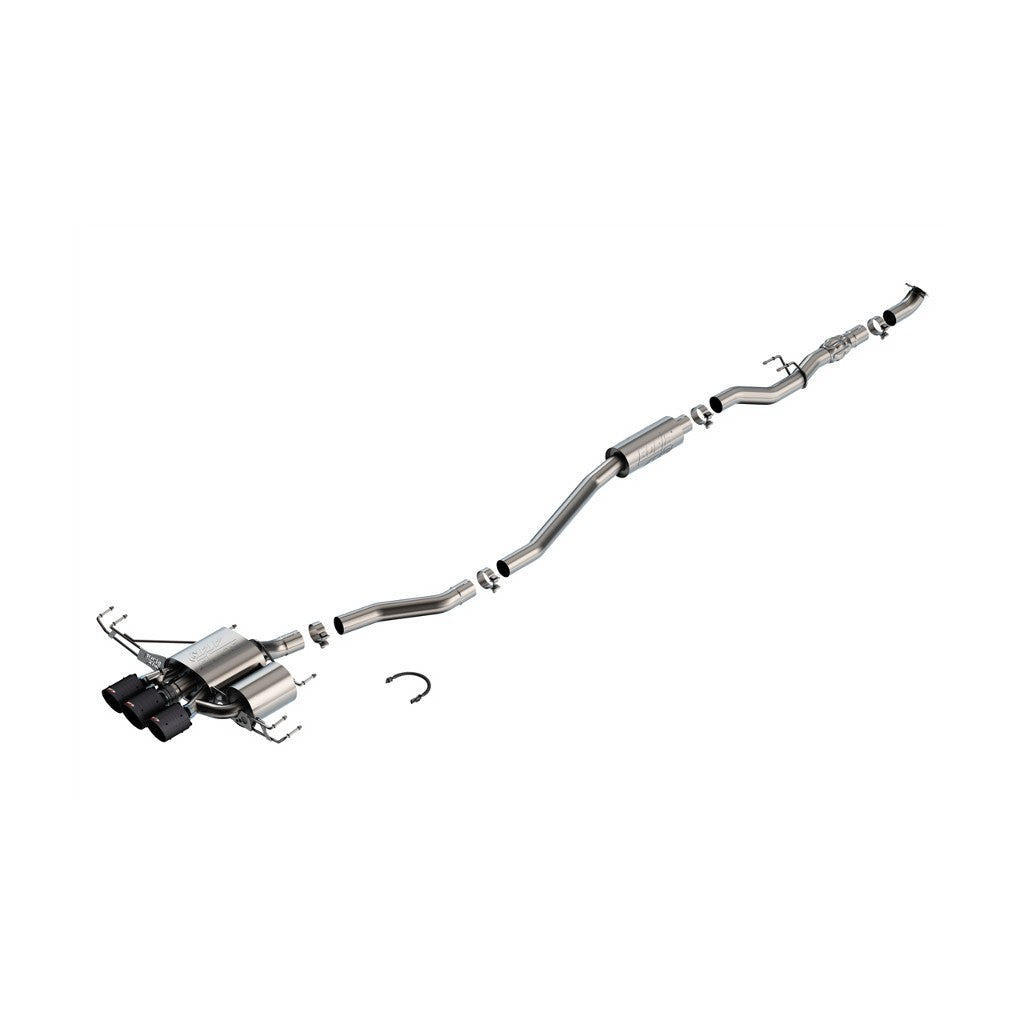 BORLA 140927CFBA Exhaust system Cat-Back 2.75" ATAK 3 RD AC CFBA CR Tip 4" RD X 6.62", 4.5" RD X 6.49" Carbon fiber black anodized for HONDA Civic Type R 2.0L 4 Cyl Turbo MT FWD 4DR Hatchback 2023 Photo-0 