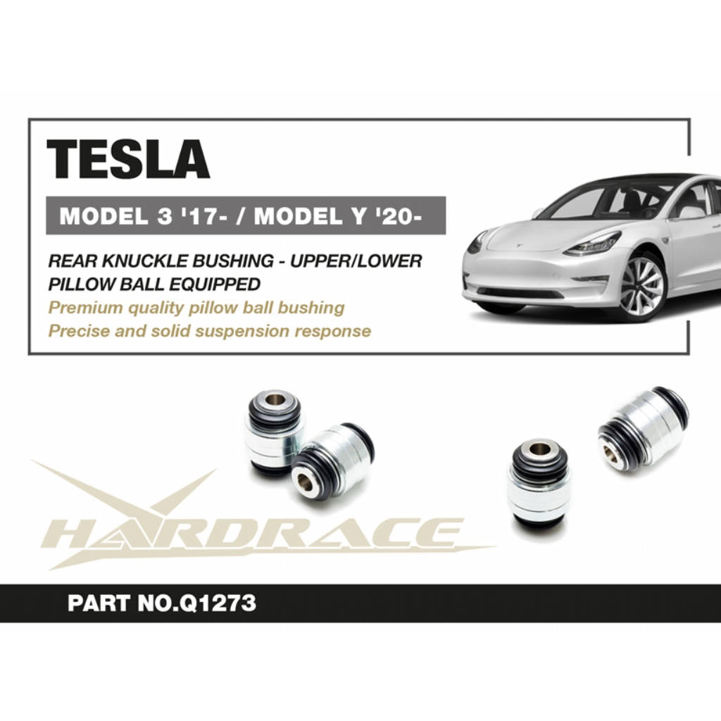 HARDRACE Q1273 Rear knuckle bushing v2. Upper/lower (Pillow ball) - 2 Pcs/Set for TESLA Model 3 2017+ / Model Y 2020+ Photo-1 