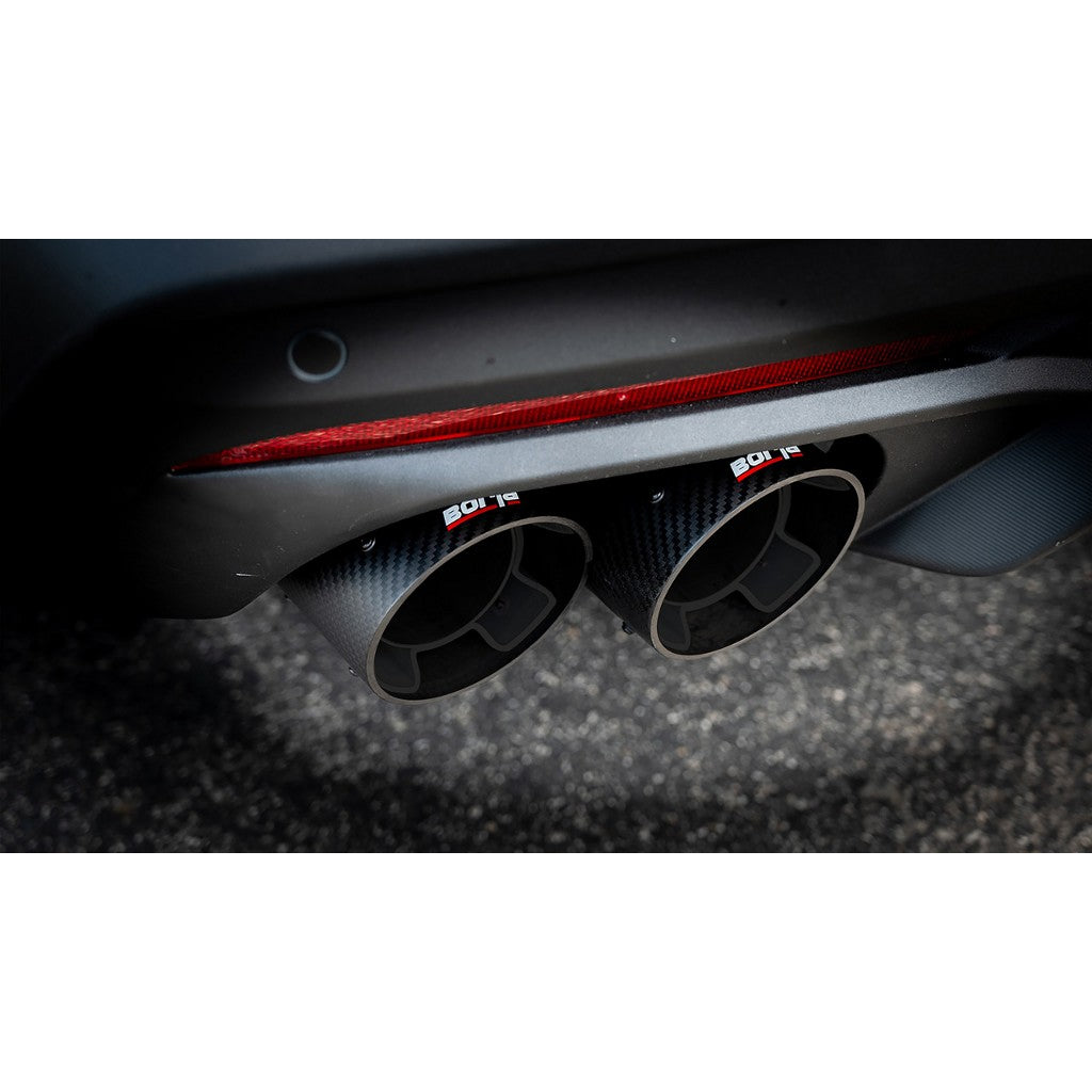 BORLA 140970CFBA Exhaust system Cat-Back ATAK 3" D RD SE AC CFBA SR Tip: 4" RD X 6.62" Carbon fiber black anodized Quad tip (Non-active exhaust) for FORD Mustang GT 5.0L V8 2024 Photo-2 