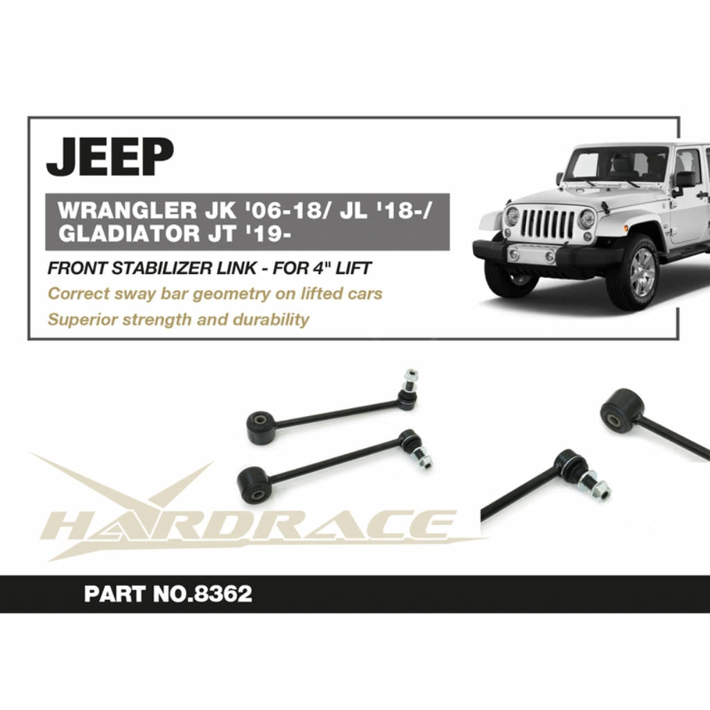 HARDRACE 8362 Front stabilizer link - (for 4" lift) - 2 Pcs/Set for JEEP Wrangler (JK / JL) 2006-2018 / Gladiator (JT) 2019+ Photo-1 