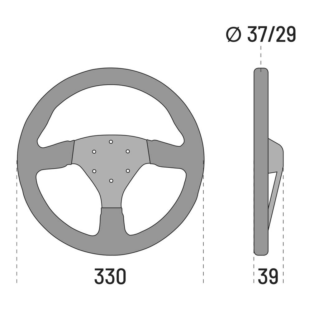 SPARCO 015R383PSN Steering Wheel R383, Suede, Black, Diam. 330mm, Reach 39mm Photo-2 