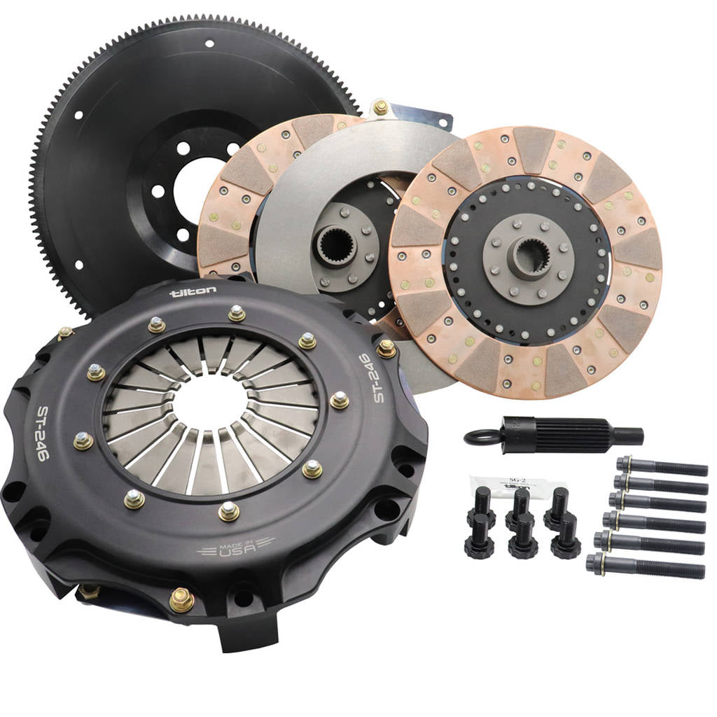 TILTON 55-2015 Twin Disc Clutch kit ST-246, Cerametallic Discs for CHEVY V8 (Early, Intl bal) With Tremec TKO / T56, 168T FW Photo-0 