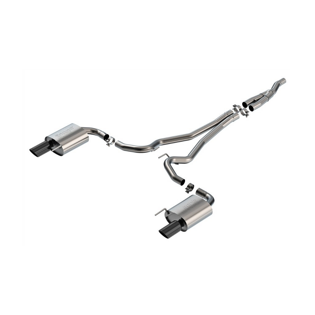 BORLA 140979BC Cat Back Exhaust System 2.5" S-Type (4" Black Chrome Tips) for FORD Mustang 2.3L EcoBoost 2024 Photo-0 