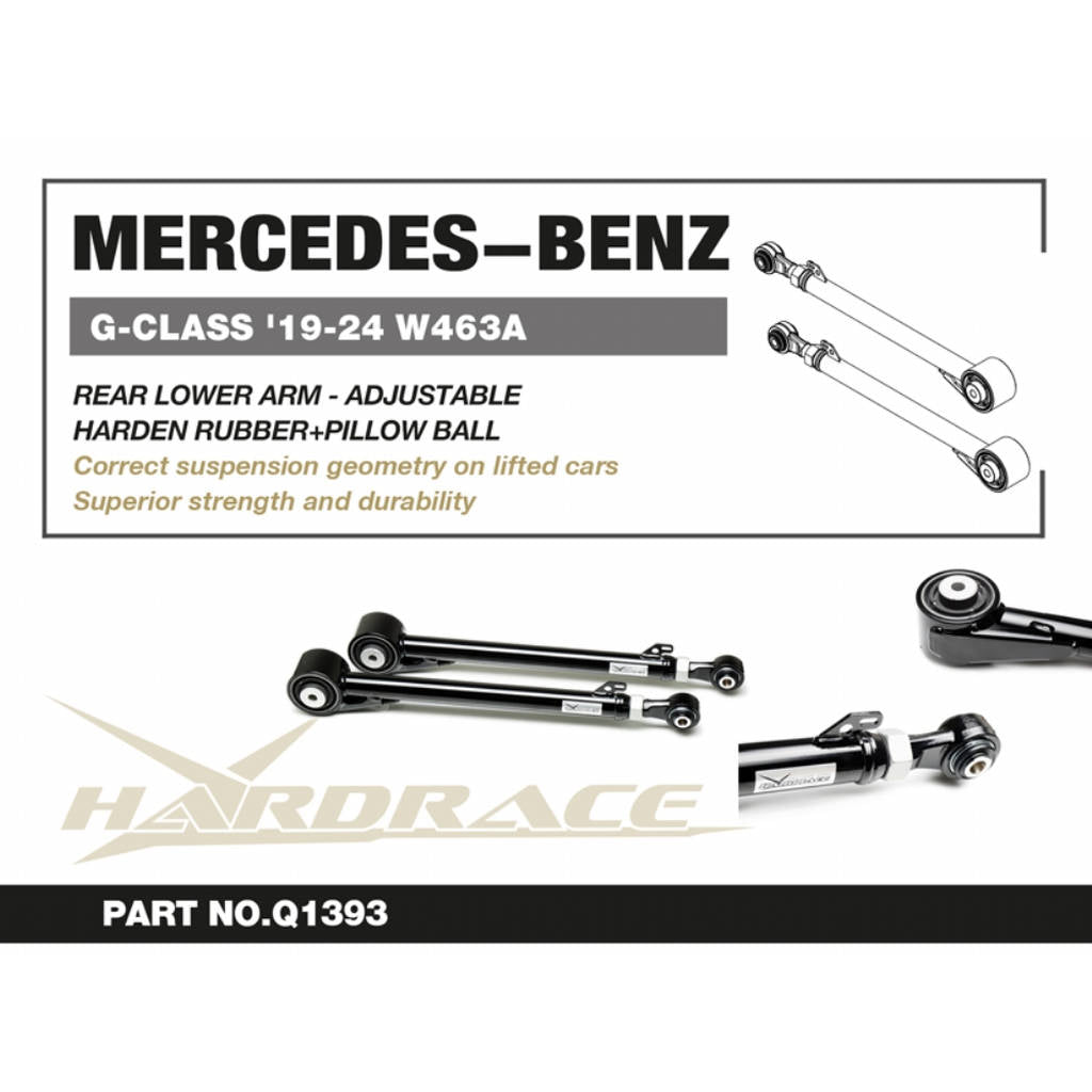 HARDRACE Q1393 Rear Lower Arm (Harden Rubber + Pillow Ball) 2pcs for MERCEDES-BENZ G-Class (W463A) 2019-2024 Photo-1 