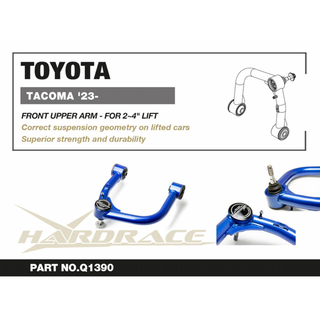 HARDRACE Q1390 Front Upper Arm, Lift 2-4 Inches (Harden Rubber) 2pcs for TOYOTA Tacoma 2023+ Photo-1 
