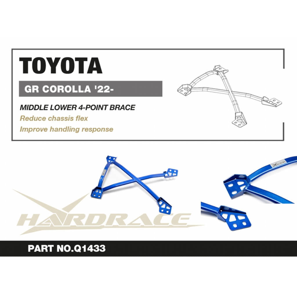 HARDRACE Q1433 Middle Lower 4-Point Brace for TOYOTA GR Corolla 2022+ Photo-2 