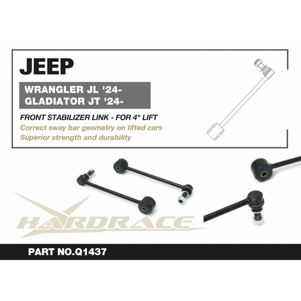 HARDRACE Q1437 Front Stabilizer Link, M14 Ball Stud (For 4" Lift) 2pcs for JEEP Wrangler (JL) 2018- / Gladiator (JT) 2019- Photo-5 