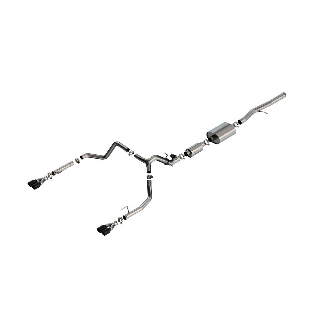 BORLA 140994BC Cat-Back Exhaust System 2.75" S-Type (3.5" Black Chrome Tips) for CHEVROLET Silverado 1500 2024 / GMC Sierra 1500 2024 Photo-0 