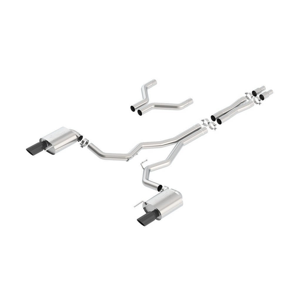 BORLA 140630BC Cat-Back Exhaust System 3", ATAK (4" RD X 9.5" Black Chrome Tips) for FORD Mustang GT 5.0L V8 2015-2017 Photo-0 