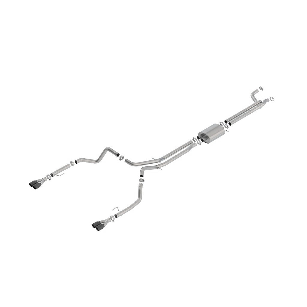 BORLA 140779BC Cat-Back Exhaust System 2.75", S-Type (3.5" RD X 6"Black Chrome Tips) for CHEVROLET Silverado 1500 2019-2023 / GMC Sierra 1500 6.2L V8 2019-2023 Photo-0 