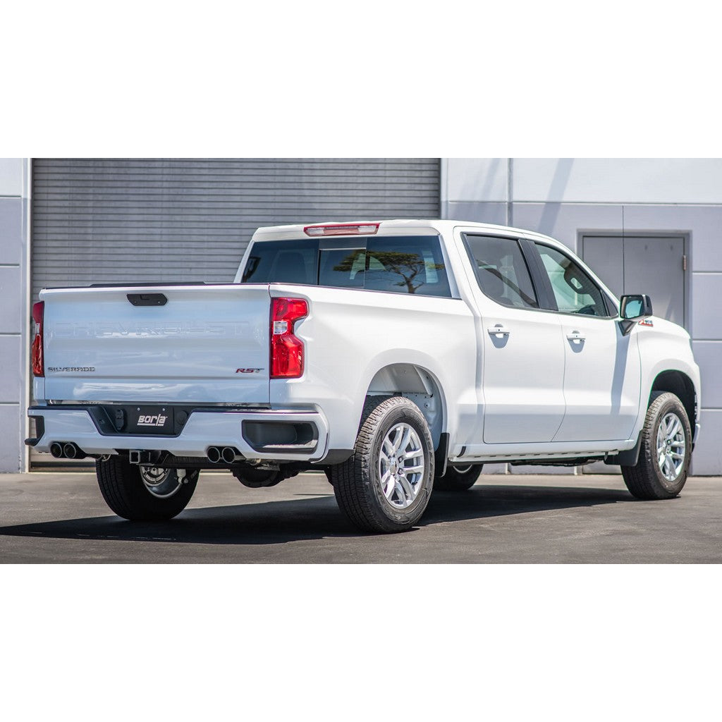 BORLA 140779BC Cat-Back Exhaust System 2.75", S-Type (3.5" RD X 6"Black Chrome Tips) for CHEVROLET Silverado 1500 2019-2023 / GMC Sierra 1500 6.2L V8 2019-2023 Photo-1 