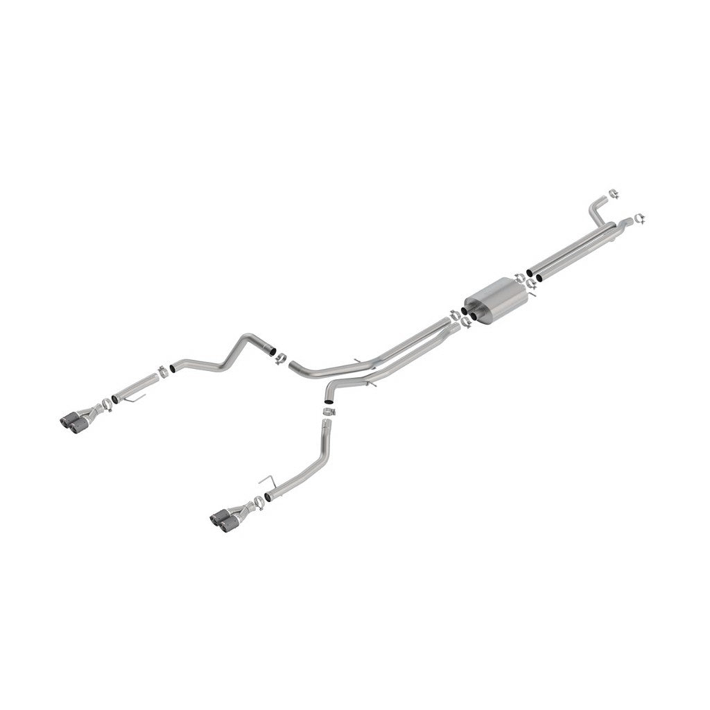 BORLA 140779CF Cat-Back Exhaust System 2.75", S-Type (3.5" RD X 6" Black Chrome Tips) for CHEVROLET Silverado 1500 2019-2023 / GMC Sierra 1500 6.2L V8 2019-2023 Photo-0 