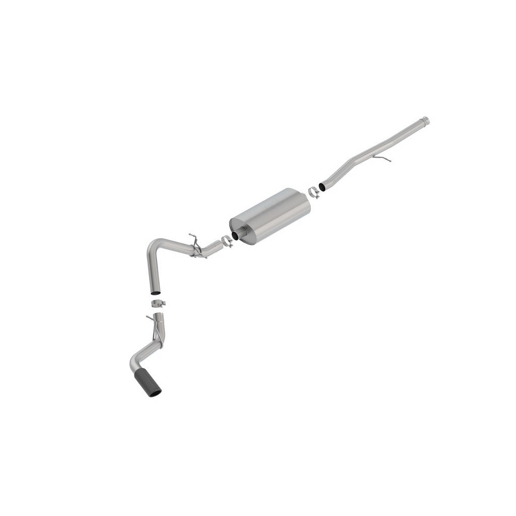 BORLA 140793BC Cat-Back Exhaust System 3", Touring (4.0" RD X 11.50" Black Chrome Tips) for CHEVROLET Silverado 1500 2019-2024 / GMC Sierra 1500 2019-2024 Photo-0 