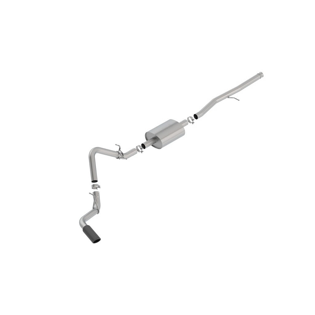 BORLA 140794BC Cat-Back Exhaust System 3", S-Type (4.0" RD X 11.50" Black Chrome Tips) for CHEVROLET Silverado 1500 2019-2024 / GMC Sierra 1500 2019-2024 Photo-0 