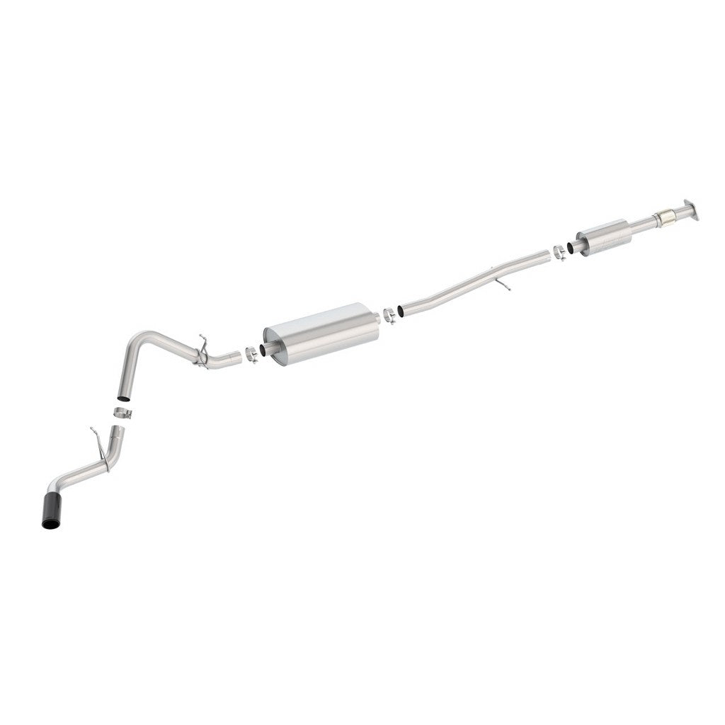 BORLA 140800BC Cat-Back Exhaust System 3", S-Type (4" RD X 11.5" Black Chrome Tips) for CHEVROLET Silverado 1500 2019-2024 / GMC Sierra 1500 2.7L 2019-2024 Photo-0 