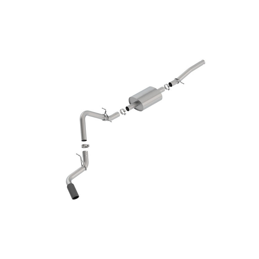 BORLA 140805BC Cat-Back Exhaust System 3", S-Type (4.0" RD X 11.50" Black Chrome Tips) for CHEVROLET Silverado 1500 2019-2025 / GMC Sierra 1500 5.3L V8 2019-2024 Photo-0 