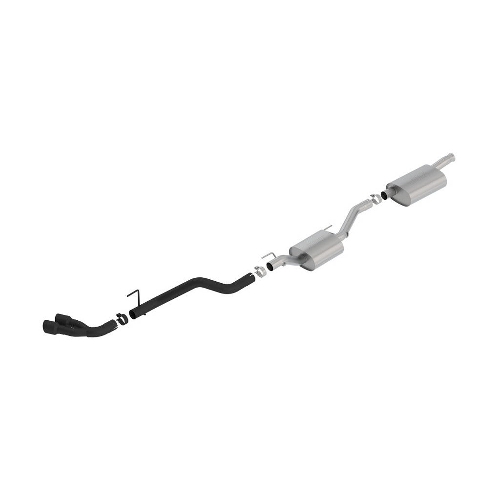 BORLA 140811CB Cat-Back Exhaust System 2.75", Touring (3.5" RD X 6.0" Black Coated Tips) for JEEP Gladiator (JT) 3.6L V6 2020-2023 Photo-0 