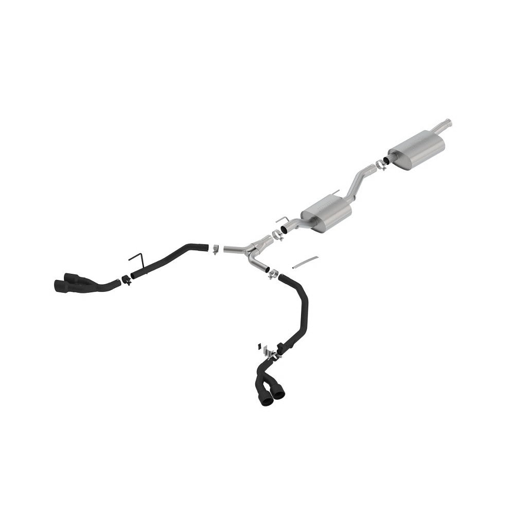 BORLA 140814CB Cat-Back Exhaust System 2.75", 2", Touring (3.5" RD X 6.0" Ceramic Black Tips) for JEEP Gladiator (JT) 3.6L V6 2020-2023 Photo-0 