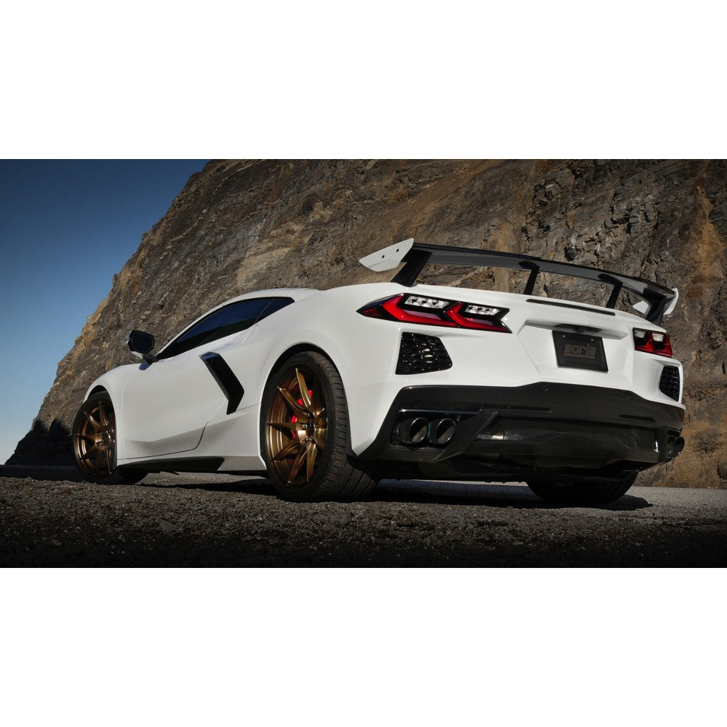 BORLA 140840BC Cat-Back Exhaust System 3", S-Type (4" RD X 4.75" Black Chrome Tips), Without NPP Valves for CHEVROLET Corvette (C8) 6.2L V8 2020-2024 Photo-1 