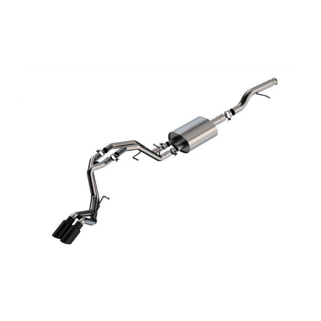 BORLA 140855BC Cat-Back Exhaust System 3", 2.25", S-Type (4" RD X 9.5" Black Chrome Tips) for CHEVROLET Tahoe / Yukon 5.3L V8 2021-2023 Photo-0 