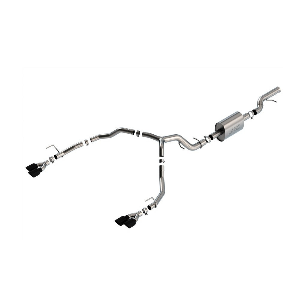 BORLA 140859BC Cat-Back Exhaust System 3.50", 2.75", S-Type (4.0" RD X 8.0" And 4.0" RD X 6.63" Black Chrome Tips) for CHEVROLET Tahoe / Yukon 6.2L V8 2021-2023 Photo-0 